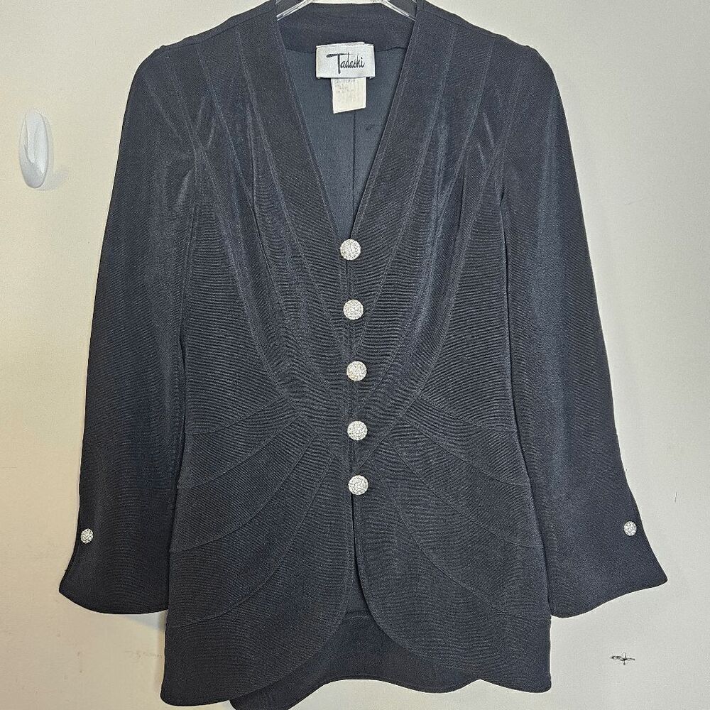 Tadashi Formal V Neck Button Down Jacket 15-7277X3 Rhinestone Buttons Women's B